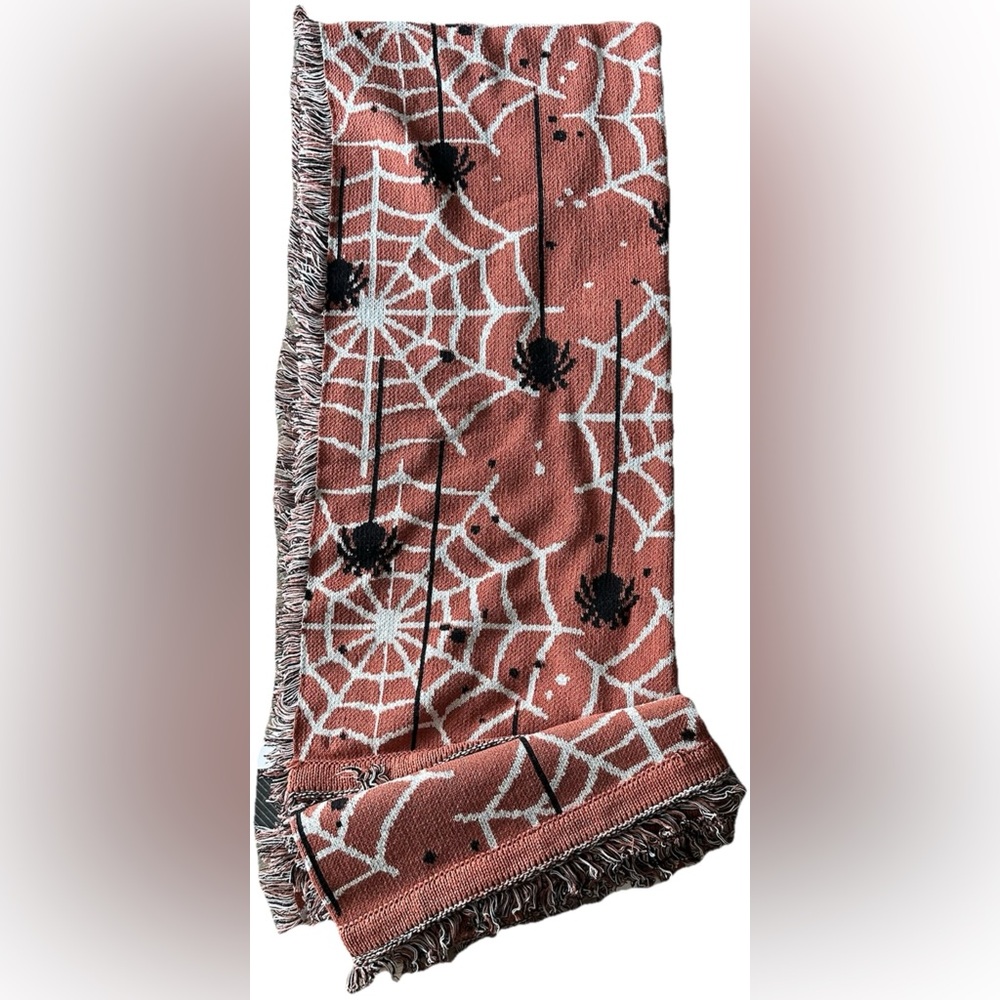 Halloween Spiderweb Soft Touch Knitted Tapestry Throw 50” x 60”